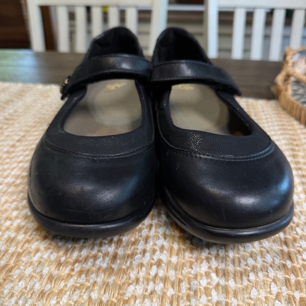 SAS Scenic Black Leather Mary Jane Flats Shoes 9.5 WW Wide Width Made in USA - Picture 3 of 10